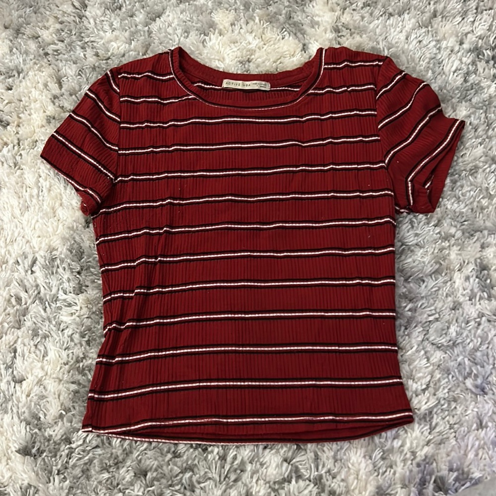 Active USA red and black striped tee